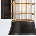 Настенный фонарь цилиндрической формы с рифленым стеклом в золотом каркасе на черном прямоугольном основании Eurofase варинант исполнения - 14 | Loft Concept в Сочи