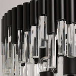 Люстра круглая из матового черного металла с подвесками из прозрачных стеклянных трубок Noir Tubes варинант исполнения - 7 | Loft Concept в Сочи