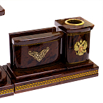 Настольный письменный набор с часами и визитницами из природного камня обсидиана Royal Present варинант исполнения - 3 | Loft Concept в Сочи