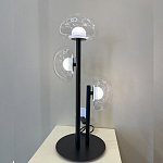 Настольная лампа с тремя прозрачными куполообразными плафонами и черным металлическим основанием Flos Wireline Lighting варинант исполнения - 6 | Loft Concept в Сочи