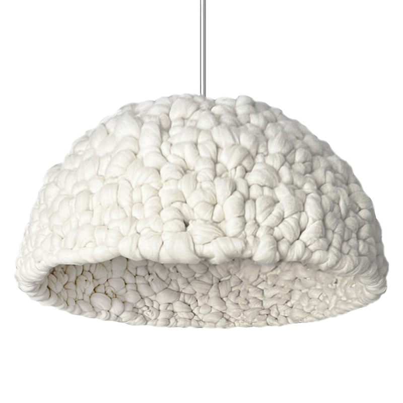 Вязаный подвесной светильник из шерсти Dome Wool Lamp  Белый в Сочи | Loft Concept 