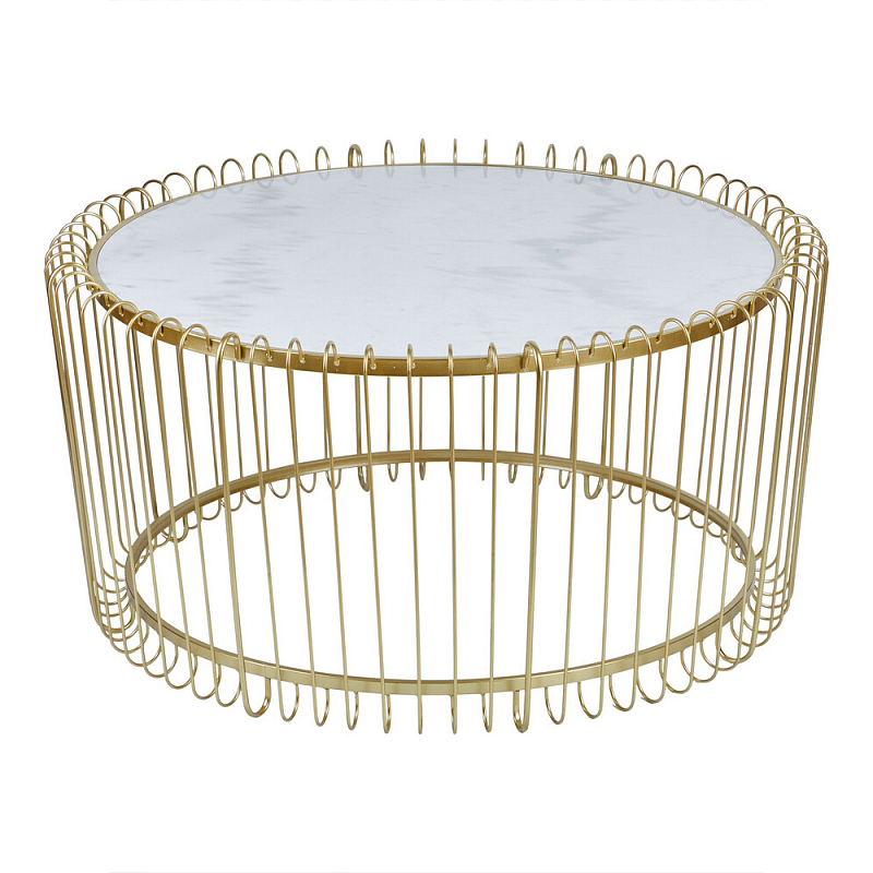 Журнальный столик с столешницей из мрамора на металлическом основании Table Vertical Planes Белый Золотой в Сочи | Loft Concept 