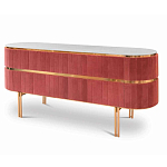 Дизайнерский комод овальный с розовой бархатной обивкой Edith варинант исполнения - 1 | Loft Concept в Сочи