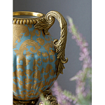 Ваза голубого цвета из фарфора с золотым растительным орнаментом и бронзовыми фигурками женщин Eden Garden porcelain and bronze варинант исполнения - 8 | Loft Concept в Сочи