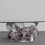 Дизайнерский журнальный стол с круглой прозрачной столешницей и основанием в виде цепи Hua Wang варинант исполнения - 1 | Loft Concept в Сочи