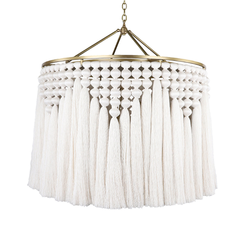 Люстра белая плетеная с кисточками Boho Tassel Chandelier Белый Латунь в Сочи | Loft Concept 
