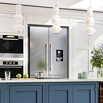 Подвесной светильник белого цвета с тремя геометрическими плафонами Alora Mood варинант исполнения - 12 | Loft Concept в Сочи