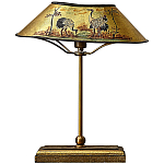 Настольная лампа с абажуром из металла Chinoiserie Cranes Table Lamp Gold варинант исполнения - 1 | Loft Concept в Сочи