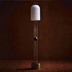 Торшер с белым фактурным абажуром и декором из черных сфер Echoes of Light варинант исполнения - 1 | Loft Concept в Сочи