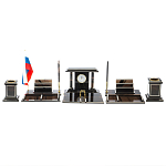 Настольный письменный набор с часами из природного камня обсидиана Team leader варинант исполнения - 1 | Loft Concept в Сочи