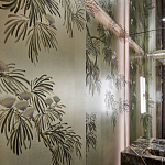 Обои ручная роспись Silk Tree Original colourway on White Metal gilded paper варинант исполнения - 2 | Loft Concept в Сочи