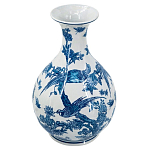 Ваза с мотивами цветущего сада с попугаями Blue Vase Inspired by Nature варинант исполнения - 1 | Loft Concept в Сочи