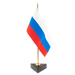 Флагшток настольный с флагом России из камня обсидиан Stone Flagpole варинант исполнения - 2 | Loft Concept в Сочи