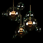 Люстра подвесная с прозрачными бирюзовыми стеклянными шарами и круглым основанием 3 лампы Giopato & Coombes варинант исполнения - 6 | Loft Concept в Сочи