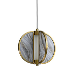 Подвесной светильник с круглым плафоном из искусственного алебастра в бронзовой оправе Marbella варинант исполнения - 1 | Loft Concept в Сочи