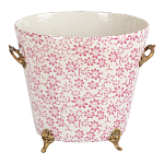 Кашпо из белого фарфора с розовым цветочным орнаментом Eden Garden варинант исполнения - 1 | Loft Concept в Сочи