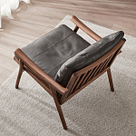 Кресло c каркасом из массива дерева и мягкой кожаной обивкой Walnut Armchair варинант исполнения - 3 | Loft Concept в Сочи