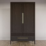 Шкаф платяной Primo с выдвижными ящиками шпон Темный орех варинант исполнения - 2 | Loft Concept в Сочи