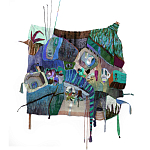 Панно гобелен яркие Пространство-Время TimeSpace Blue варинант исполнения - 2 | Loft Concept в Сочи