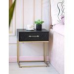 Приставной столик с резным узором на выдвижном ящике Black Table Carved Pattern варинант исполнения - 8 | Loft Concept в Сочи