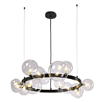 Люстра круглая подвесная с 15-ю прозрачными шарообразными плафонами из стекла Iona chandelier варинант исполнения - 7 | Loft Concept в Сочи