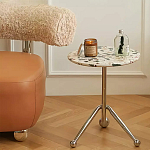 Дизайнерский журнальный стол с круглой столешницей на изогнутых стальных ножках Obafaby варинант исполнения - 1 | Loft Concept в Сочи