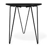 Стол журнальный с круглой столешницей из стекла на 3-х черных ножках Beige Marble варинант исполнения - 4 | Loft Concept в Сочи