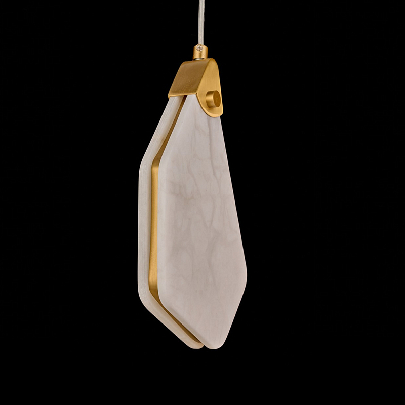 Подвесной светильник фигурный плафон Stone Polygon Белый Латунь в Сочи | Loft Concept 