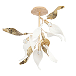 Люстра потолочная с белыми матовыми и золотыми глянцевыми листьями Wintery flovers варинант исполнения - 1 | Loft Concept в Сочи