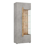 Шкаф-витрина с фасадом цвета серый бетон и стеклянными дверками Grace of Furniture варинант исполнения - 2 | Loft Concept в Сочи