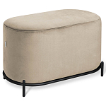 Банкетка овальная бежевый велюр на 4-х металлических ножках черного цвета SANJAY варинант исполнения - 1 | Loft Concept в Сочи