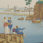 Обои ручная роспись Views of Italy Olive варинант исполнения - 1 | Loft Concept в Сочи