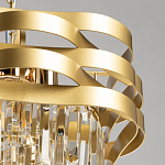 Люстра цвета матового золота с металлическими лентами и длинными прозрачными подвесками Gilded Waves варинант исполнения - 6 | Loft Concept в Сочи