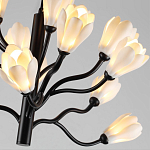 Люстра подвесная черного цвета с ветвями и белыми фарфоровыми цветами Floralis варинант исполнения - 6 | Loft Concept в Сочи