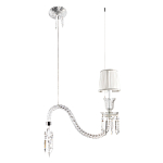 Подвесной светильник с белым текстильным абажуром и изогнутым хрустальным основанием с подвесками Lustre Reverie варинант исполнения - 2 | Loft Concept в Сочи