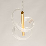 Люстра линейная золотистого цвета с двумя прозрачными волнистыми элементами Wave Line варинант исполнения - 8 | Loft Concept в Сочи