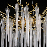 Люстра золотого цвета с декоративными ветками и длинными прозрачными стеклянными подвесами в форме сосулек Droplet Chandelier варинант исполнения - 10 | Loft Concept в Сочи