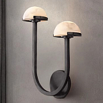 Бра с 2-мя мраморными плафонами на черном корпусе Light Warm Light варинант исполнения - 3 | Loft Concept в Сочи