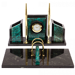 Настольный письменный набор из змеевика с часами Successful Leader варинант исполнения - 1 | Loft Concept в Сочи