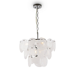 Люстра из белых стеклянных дисков на серебрянном каркасе White Glowing Reflectors варинант исполнения - 3 | Loft Concept в Сочи