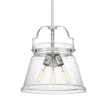 Подвесной светильник с прозрачным стеклянным плафоном в форме колокола с эффектом пузырьков и тремя лампами Quoizel варинант исполнения - 1 | Loft Concept в Сочи