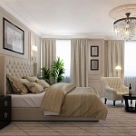 Кровать двуспальная бежевая с основанием из массива дерева с мягким изголовьем Flax Beds варинант исполнения - 4 | Loft Concept в Сочи