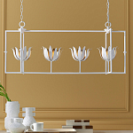 Люстра белая прямоугольная с абажурами в виде цветков тюльпана White Tulips варинант исполнения - 8 | Loft Concept в Сочи