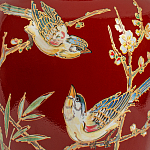 Настольная лампа бордовая с изображением птиц Slip Away варинант исполнения - 6 | Loft Concept в Сочи