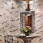 Обои ручная роспись Fishes Blue Pearl on Tarnished Silver gilded silk with pearlescent antiquing варинант исполнения - 1 | Loft Concept в Сочи