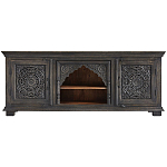 Деревянная ТВ-тумба из массива манго с резьбой Essua Grey Mango TV stand варинант исполнения - 1 | Loft Concept в Сочи