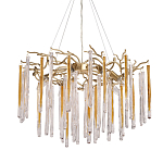 Люстра подвесная золотого цвета с разветвленными ветвями и прозрачными стеклянными подвесками Droplet Chandelier варинант исполнения - 1 | Loft Concept в Сочи