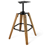 Барный стул со спинкой и металлической подставкой на 4-х деревянных ножках Бежевый Велюр Vendramin Chair варинант исполнения - 8 | Loft Concept в Сочи