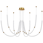 Люстра подвесная с 6-ю изогнутыми плафонами и белыми декоративными шариками PEARLS Suspension варинант исполнения - 1 | Loft Concept в Сочи