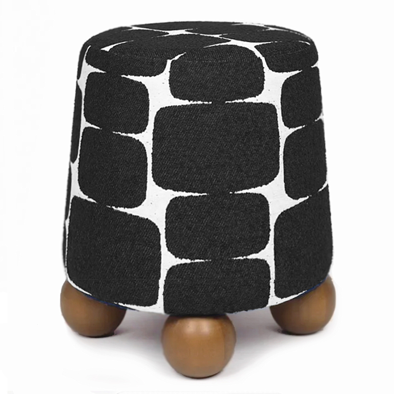 Пуф Wakonda Черно-Белый с круглыми ножками Белый Черный Коричневый в Сочи | Loft Concept 